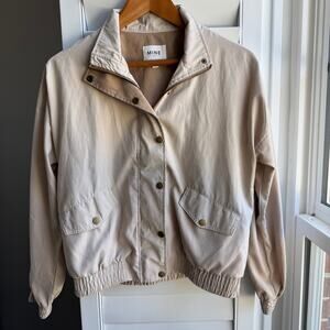 MINE LOS ANGELES Jacket Size Small Beige Tan Bomber Lightweight